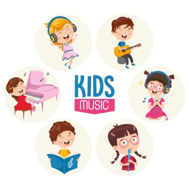 Vektör çizim çocuklar müzik