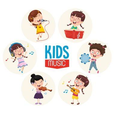 Vektör çizim çocuklar müzik