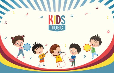 Vektör çizim çocuklar müzik