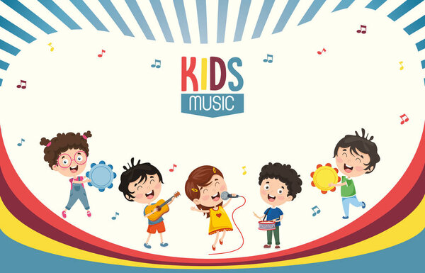 Vector Illustration Of Kids Music