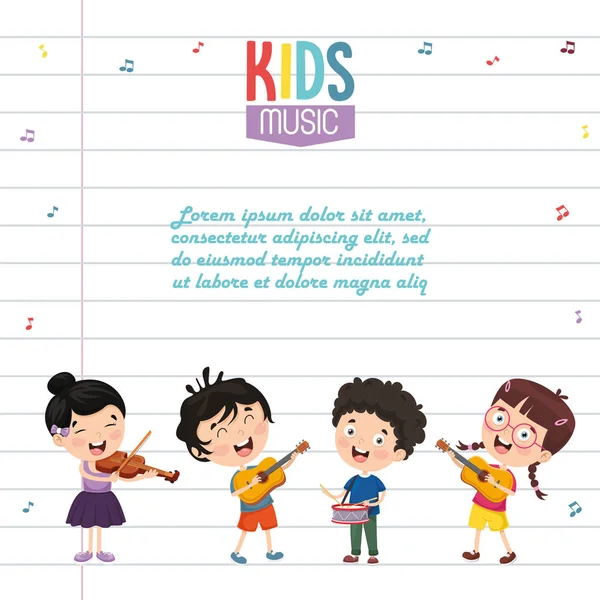 Illustrazione Vettoriale Musica Bambini — Vettoriale Stock