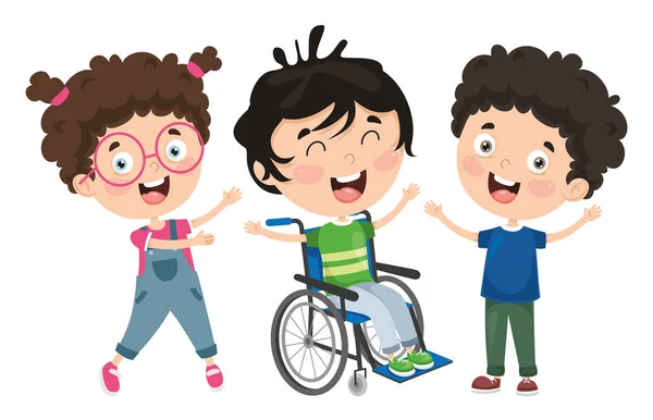 Vector Illustration Disabled Kids — Stock Vector