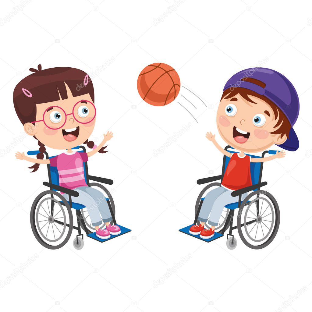 Vector Illustration Of Disabled Kids