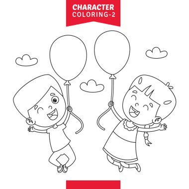 Vector Illustration Of Character Coloring Page vector Vector Illustration Of Character Coloring Page vector