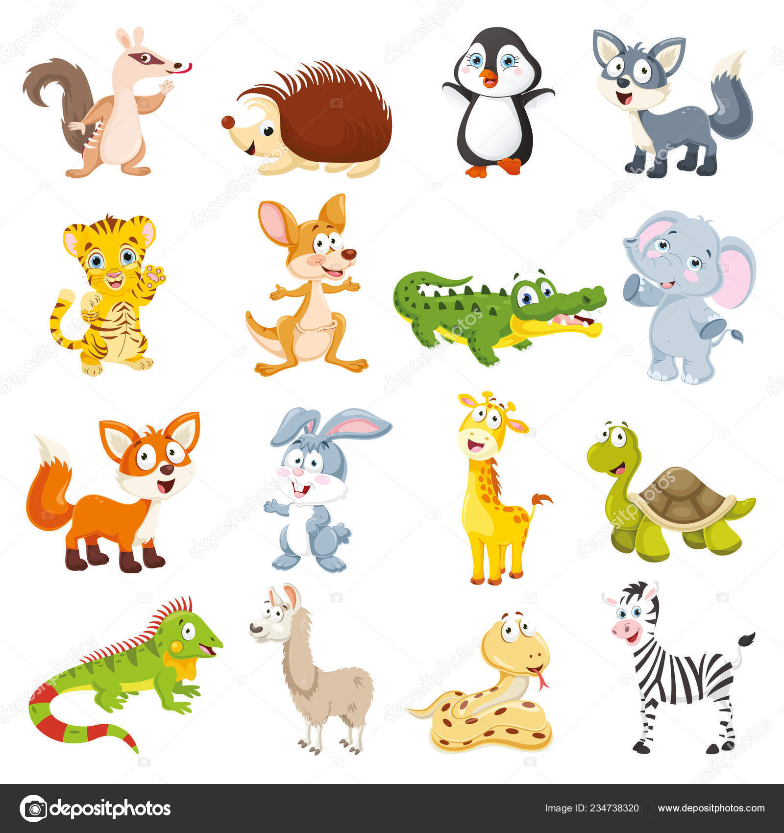 Vector Illustration Cartoon Animals Collection Stock Vector Image by  ©yusufdemirci #234738320