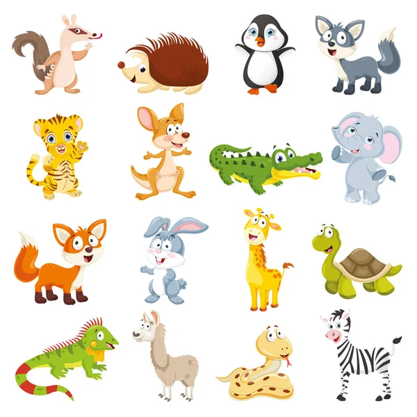 Vector Illustratie Van Cartoon Dieren Collectie — Stockvector