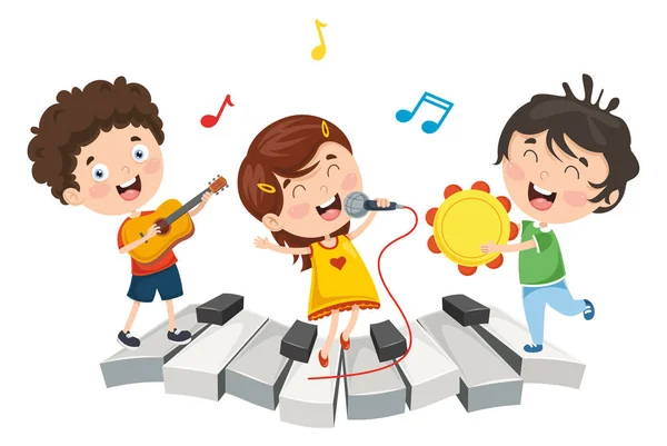 Vector Illustration Children Music — Stock Vector