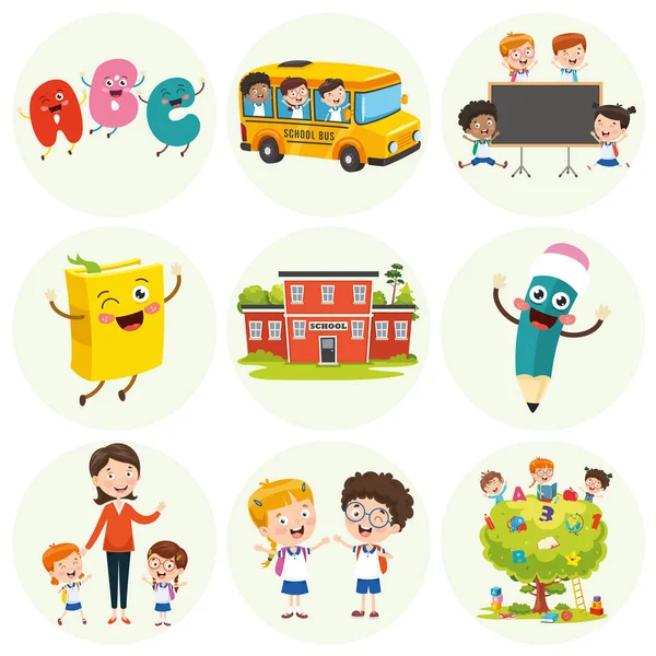 Ilustración Vectorial Los Elementos Educativos — Vector de stock