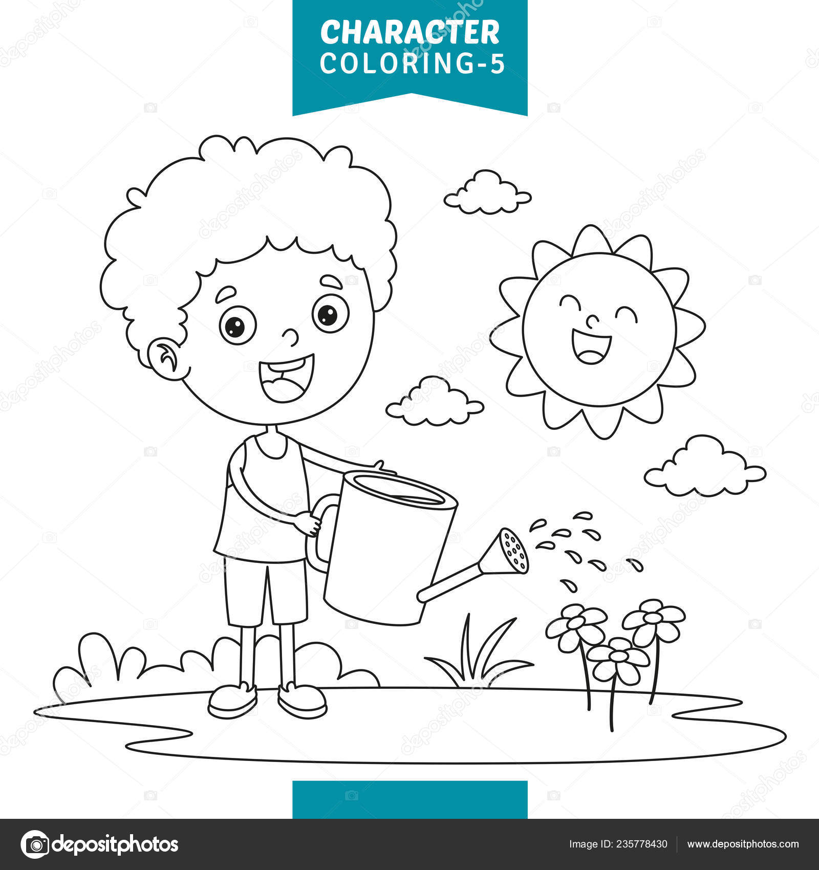 photo Imagenes De Niños Estudiando Para Colorear vector ilustracion de caracter para colorear pagina 235778430