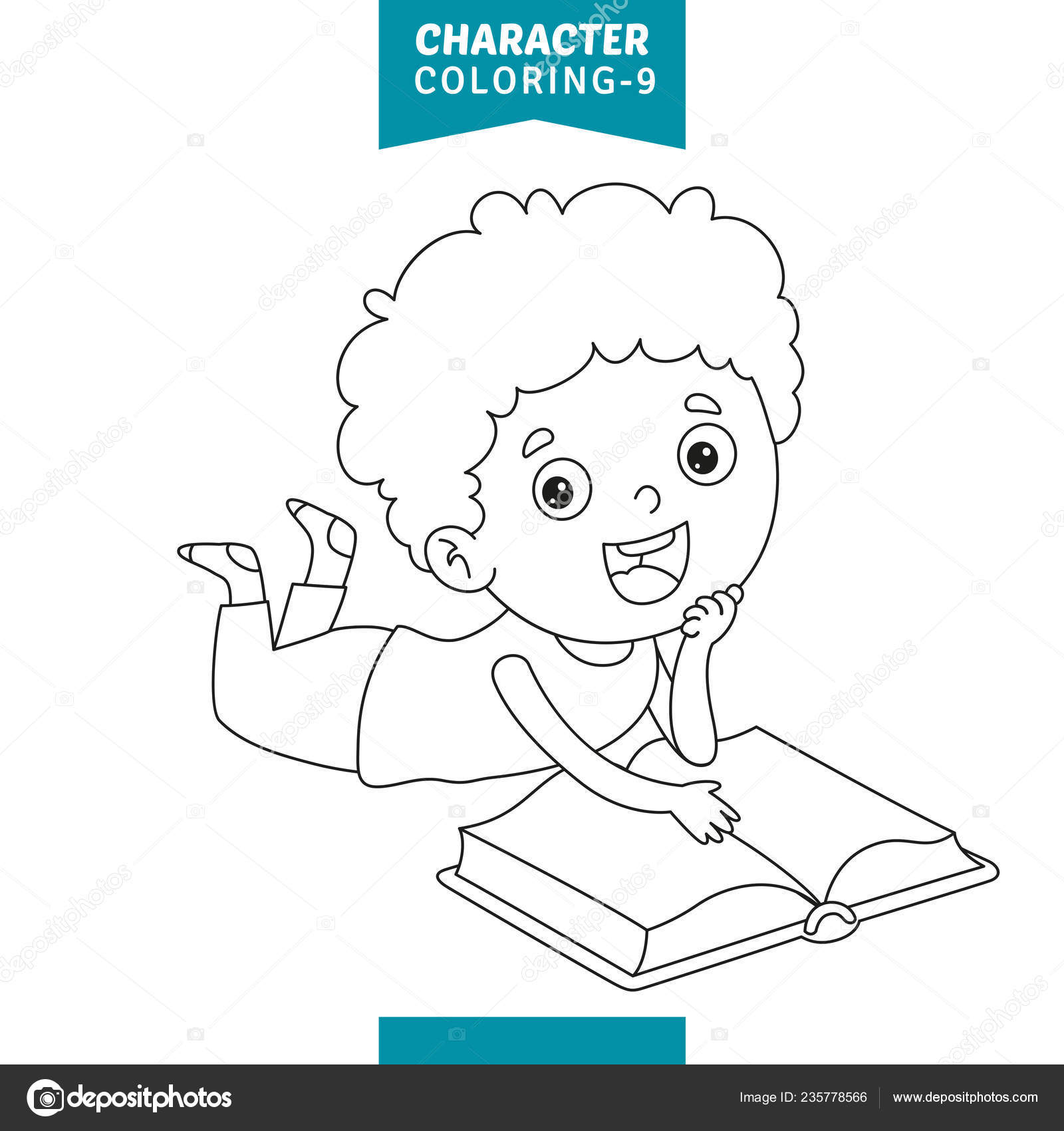 pix Imagenes De Niños Estudiando Para Colorear vector ilustracion de caracter para colorear pagina 235778566