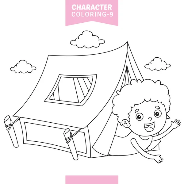 Vector Illustration Character Coloring Page — Stock Vector
