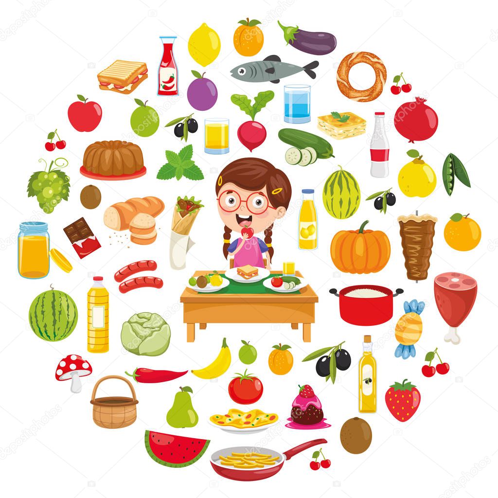 Vector Illustration Of Food Concept Design