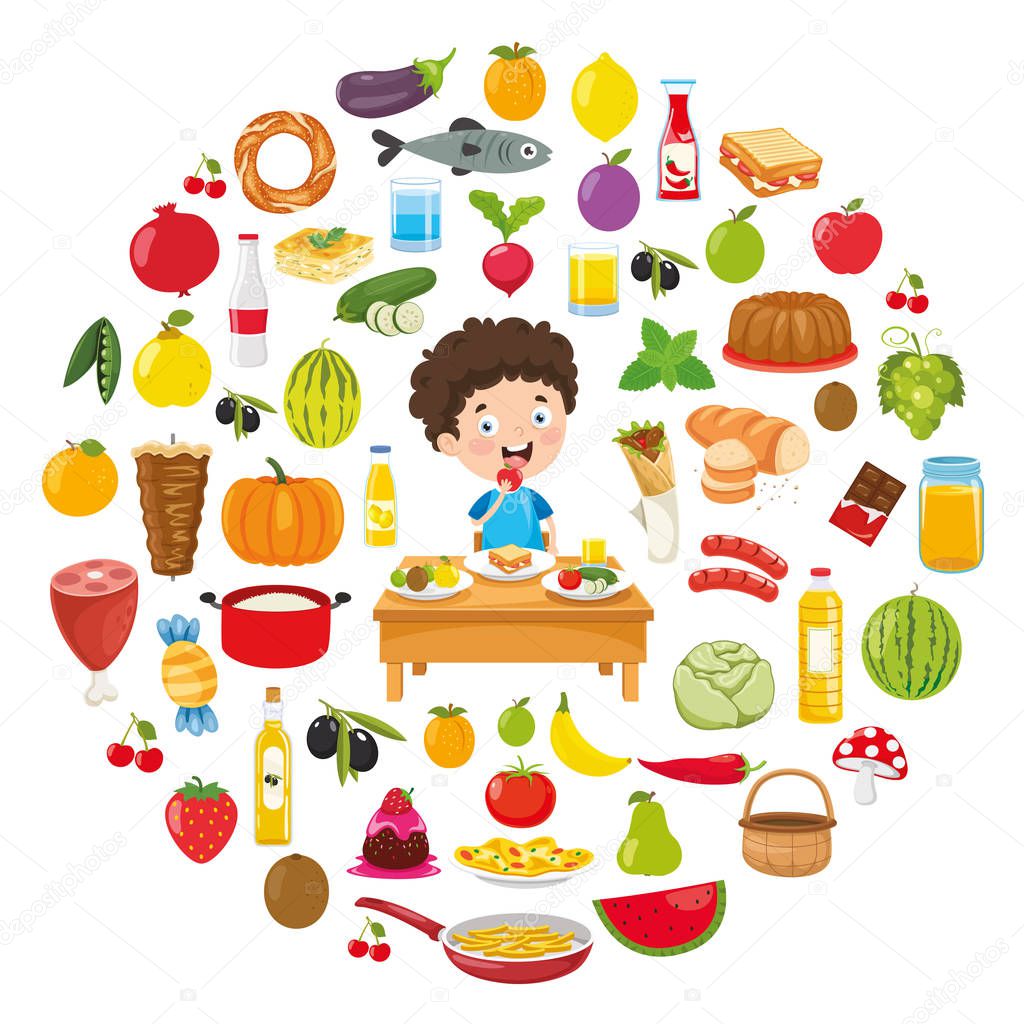 Vector Illustration Of Food Concept Design