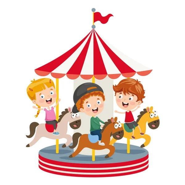 Vector Illustration Amusement Park — Stock Vector