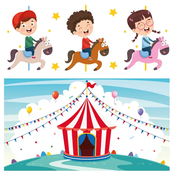 Vector Illustration Amusement Park — Stock Vector