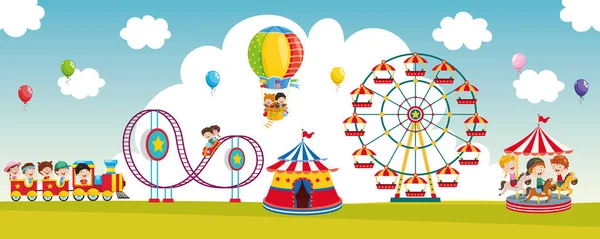 Vector Illustration Amusement Park — Stock Vector