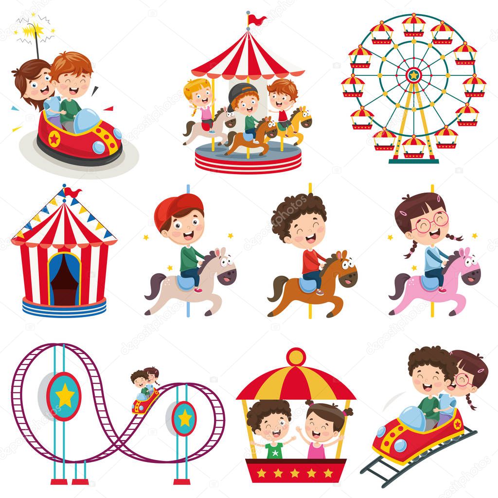 Vector Illustration Of Amusement Park