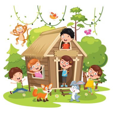 Vektör çizim çocuklar doğa kavramı