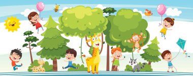 Vektör çizim çocuklar doğa kavramı