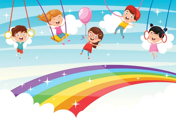 Wektor Ilustracji Rainbow Dzieci — Wektor stockowy