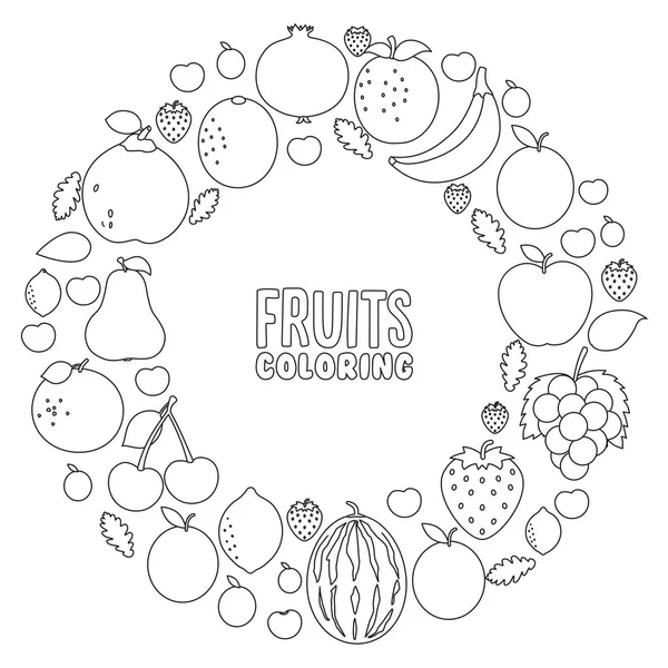 Ilustração Vetorial Frutas Colorir Página — Vetor de Stock