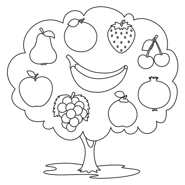 Vector Illustration Fruits Coloring Page — Stock Vector