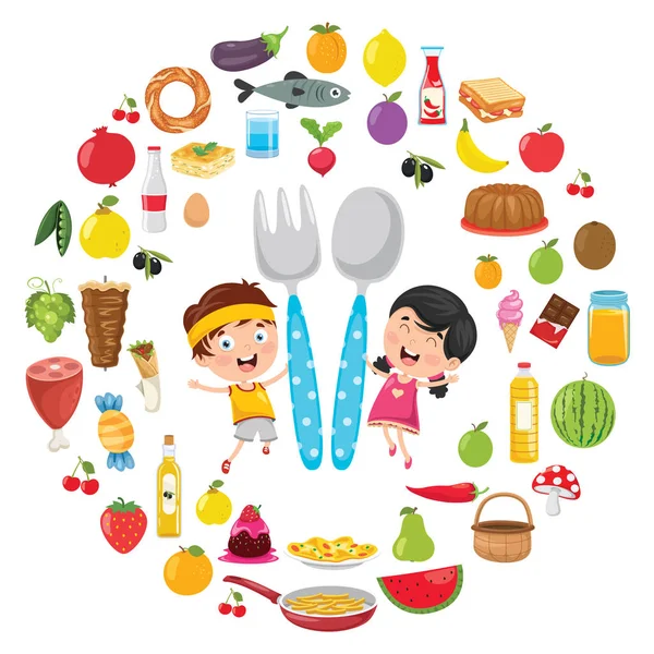 Ilustración Vectorial Del Concepto Alimentos Para Niños — Archivo Imágenes Vectoriales