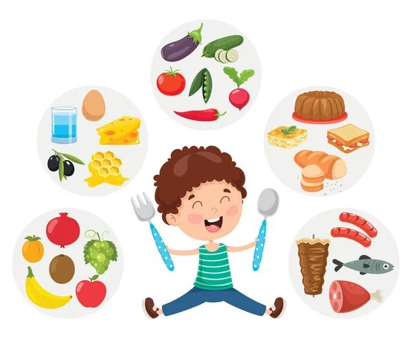 Ilustración Vectorial Del Concepto Alimentos Para Niños — Vector de stock