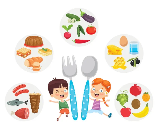 Ilustración Vectorial Del Concepto Alimentos Para Niños — Vector de stock