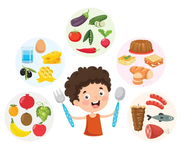 Ilustração Vetorial Conceito Alimentação Infantil —  Vetores de Stock