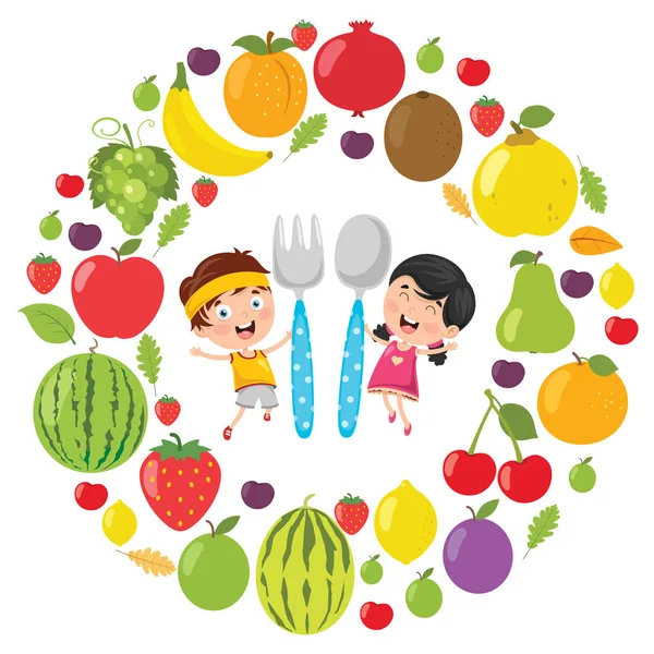 Illustrazione Vettoriale Del Concetto Cibo Bambini — Vettoriale Stock