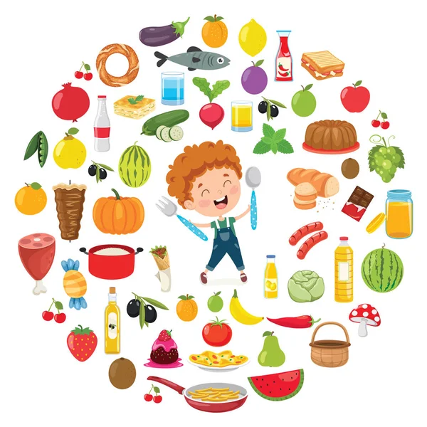 Ilustração Vetorial Conceito Alimentação Infantil —  Vetores de Stock