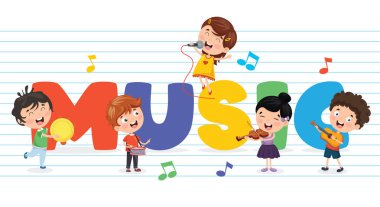 Vektör İllüstrasyon Çocuk Müzik Arka Plan