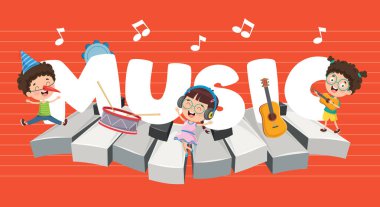 Vektör İllüstrasyon Çocuk Müzik Arka Plan