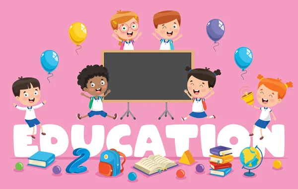 Vector Illustration Children Education - Stok Vektor