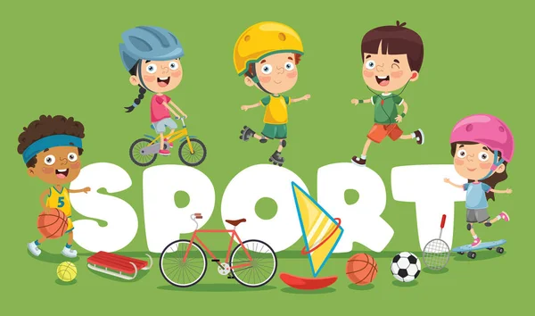 Illustrazione Vettoriale Dei Bambini Sfondo Sportivo — Vettoriale Stock