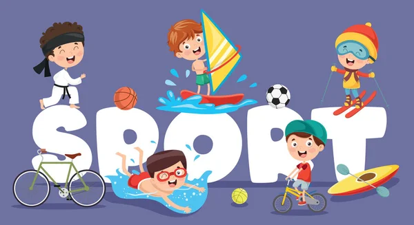 Vector Illustration Children Sport Background — Stock Vector