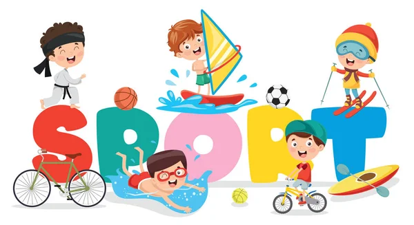 Ilustración Vectorial Los Niños Fondo Deportivo — Archivo Imágenes Vectoriales