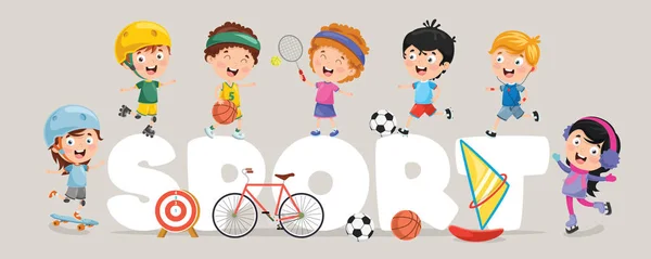 Ilustración Vectorial Los Niños Fondo Deportivo — Vector de stock