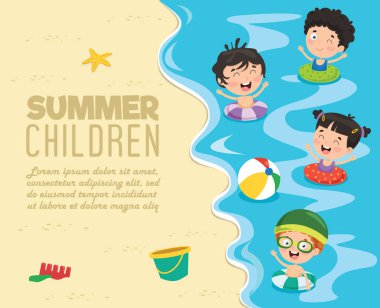 Yaz Çocukları Vektör İllüstrasyon