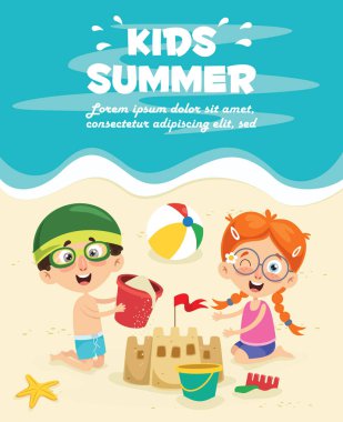 Yaz Çocukları Vektör İllüstrasyon