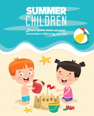 Yaz Çocukları Vektör İllüstrasyon