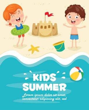Yaz Çocukları Vektör İllüstrasyon