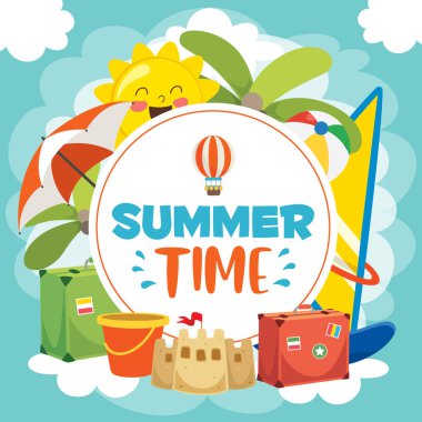 Yaz Çocukları Vektör İllüstrasyon