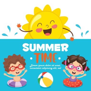 Yaz Çocukları Vektör İllüstrasyon