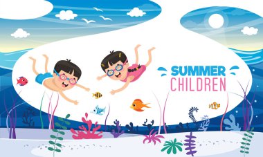 Yaz Çocukları Vektör İllüstrasyon