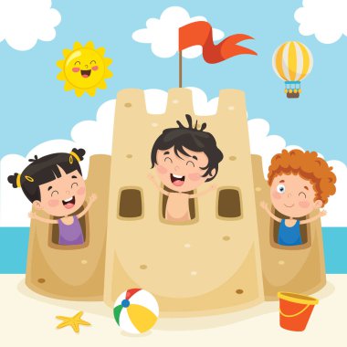 Yaz Çocukları Vektör İllüstrasyon