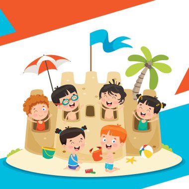 Yaz Çocukları Vektör İllüstrasyon