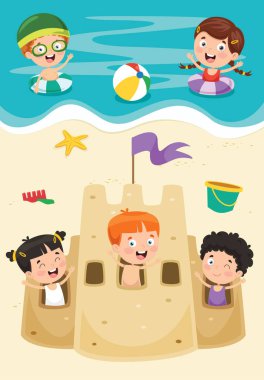 Yaz Çocukları Vektör İllüstrasyon