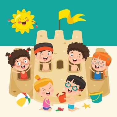 Yaz Çocukları Vektör İllüstrasyon